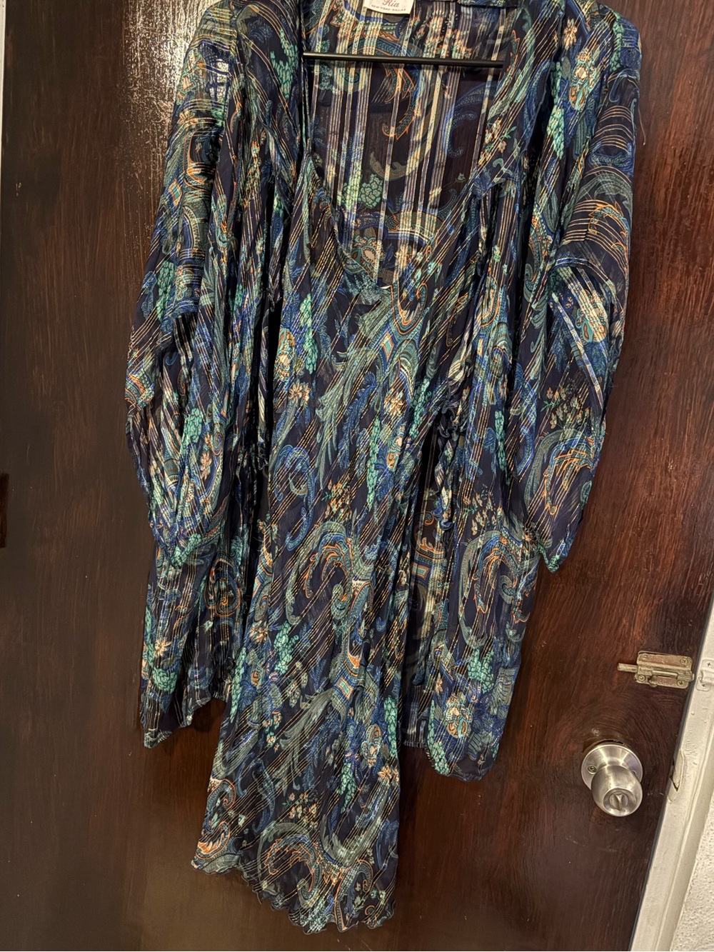 Vintage 70’s Paisley V-Neck Mini Sheer Dress & Cardigan Set.